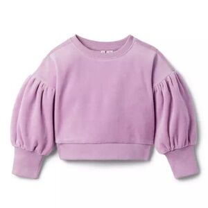 Janie and Jack Velour Puff Sleeve Sweatshirt